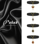 Obsidian Black Crystal Leather Collar