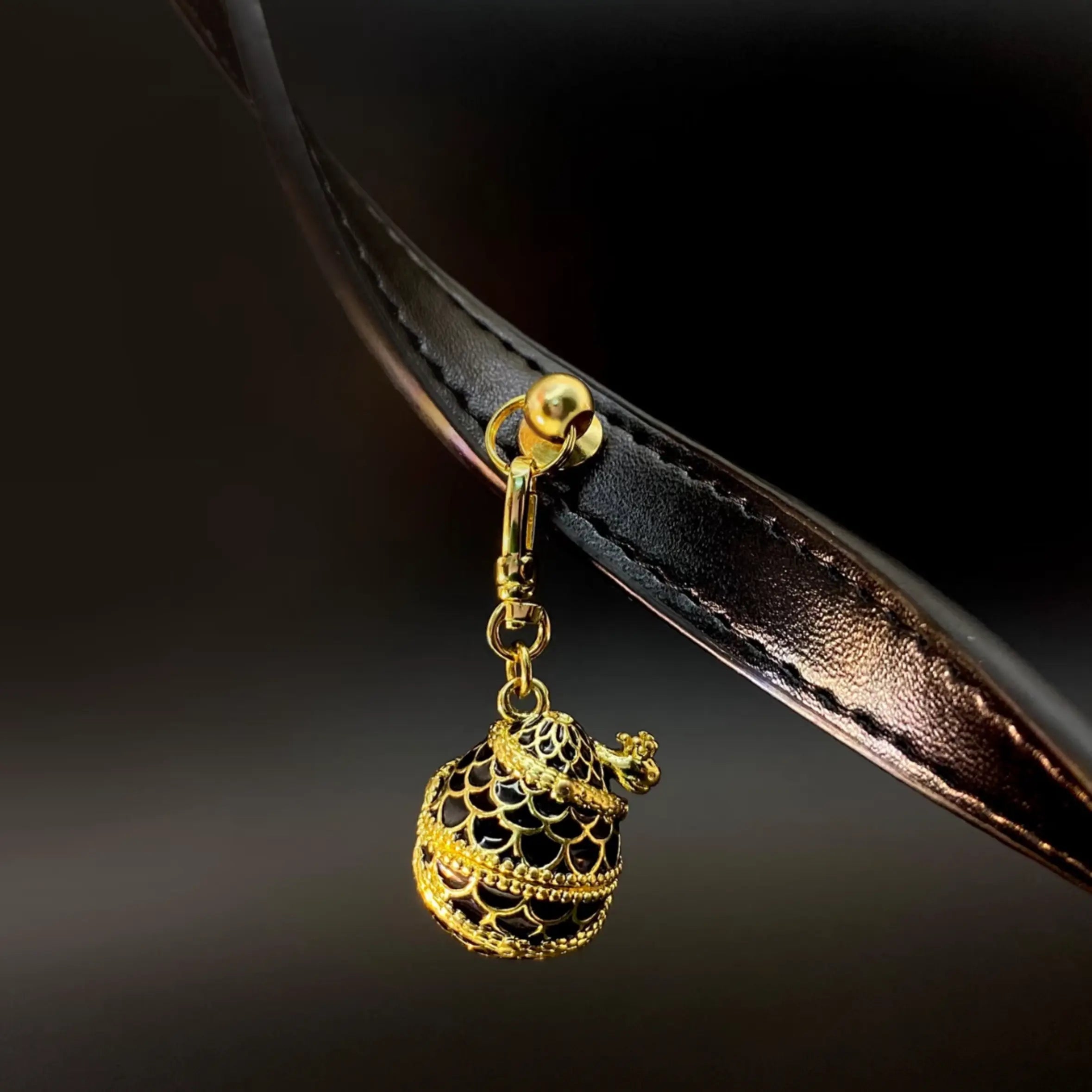 Obsidian Black Crystal Leather Collar