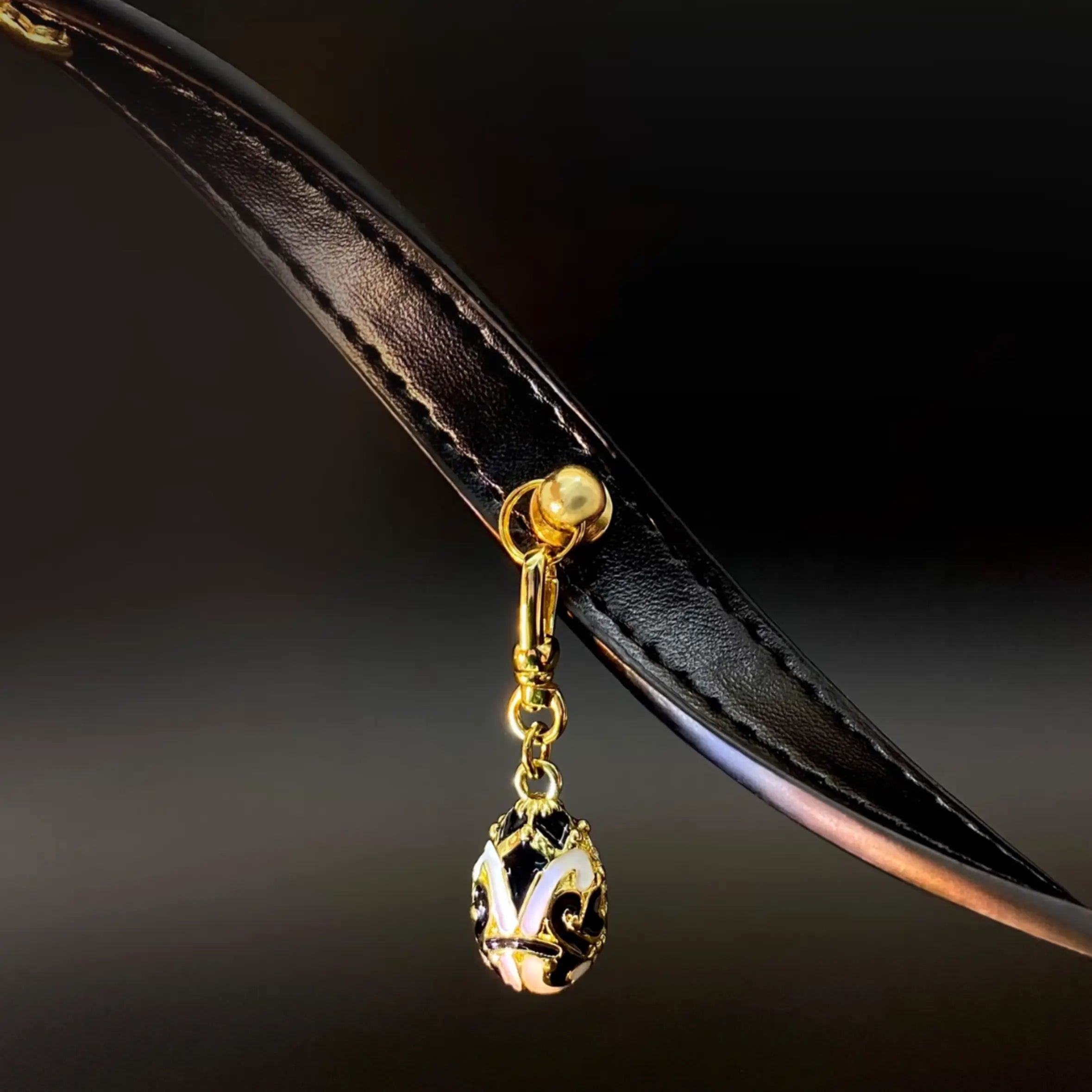 Obsidian Black Crystal Leather Collar