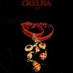 Vintage Wine Crocodile-Embossed Crystal Leather Collar