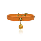 Kimane Sunset Orange Crystal Leather Collar