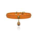 Kimane Sunset Orange Crystal Leather Collar