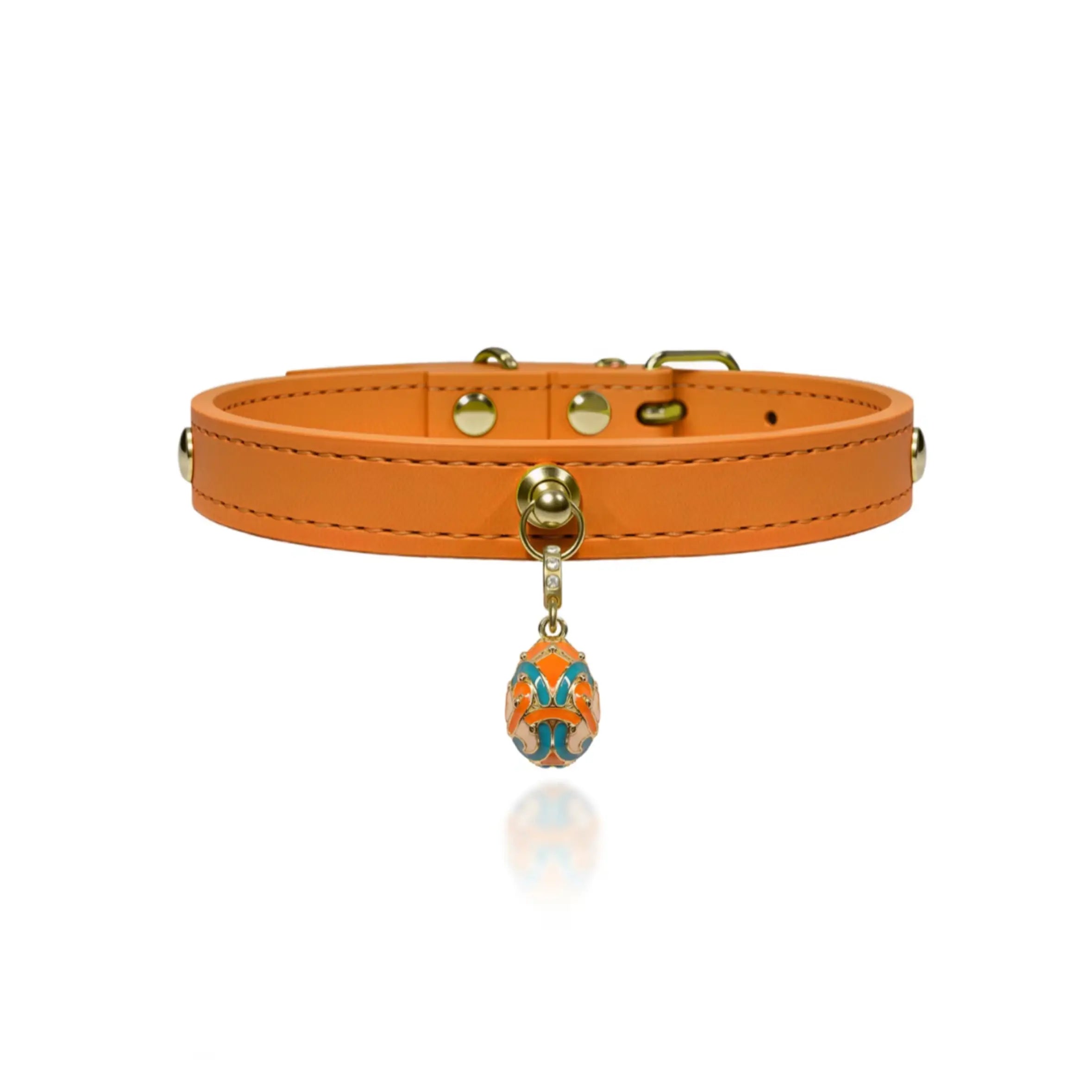 Kimane Sunset Orange Crystal Leather Collar