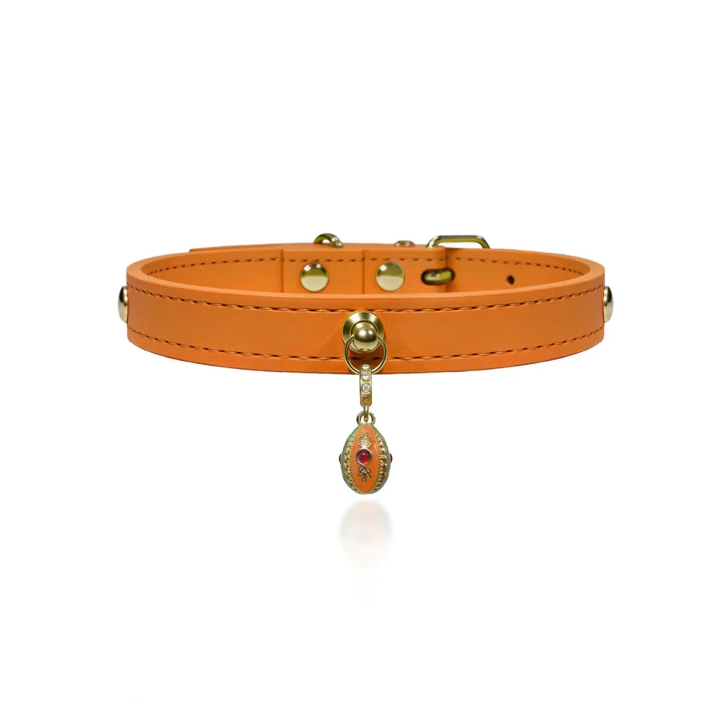 Kimane Sunset Orange Crystal Leather Collar
