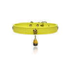 Vibrant Lemon Crystal Leather Collar