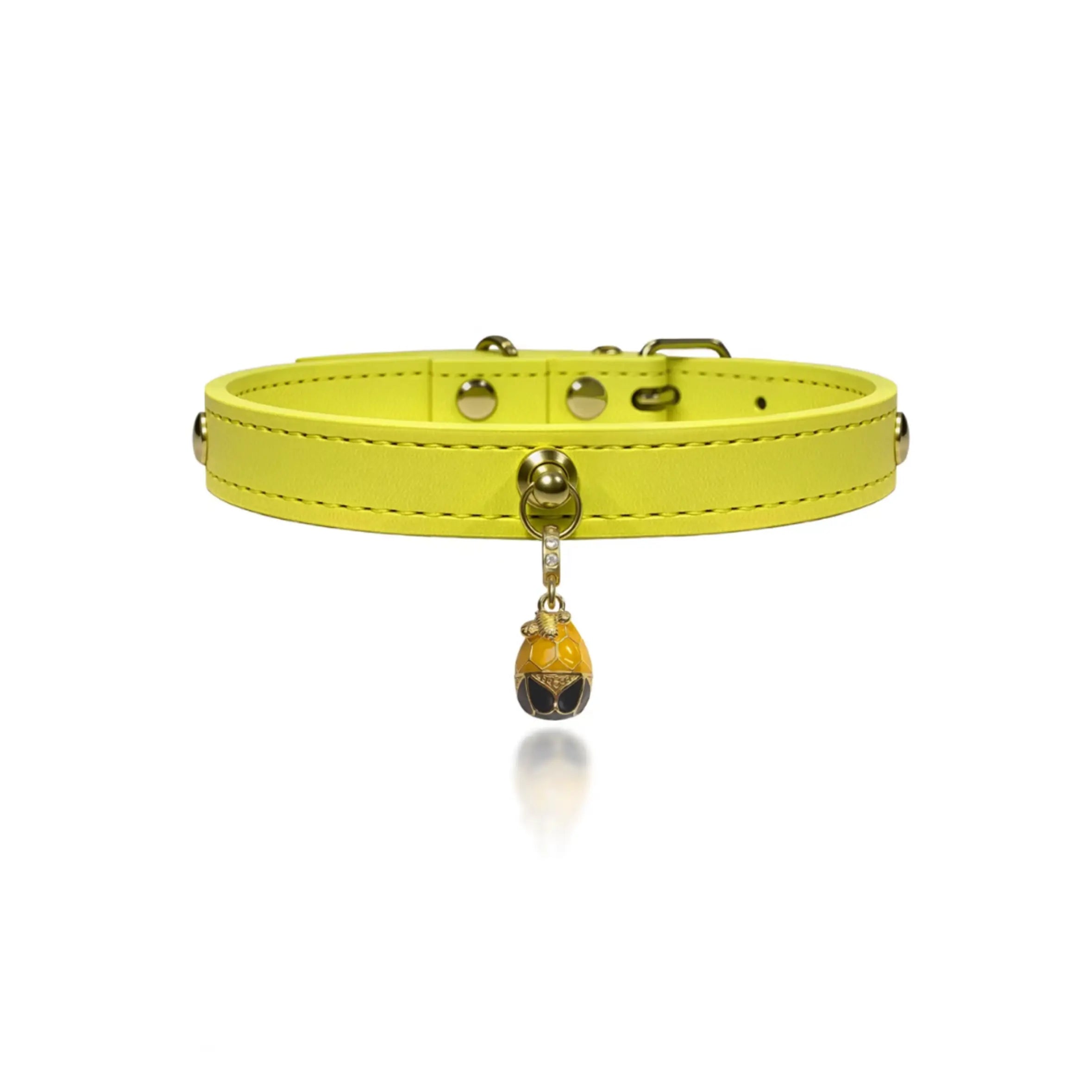 Vibrant Lemon Crystal Leather Collar