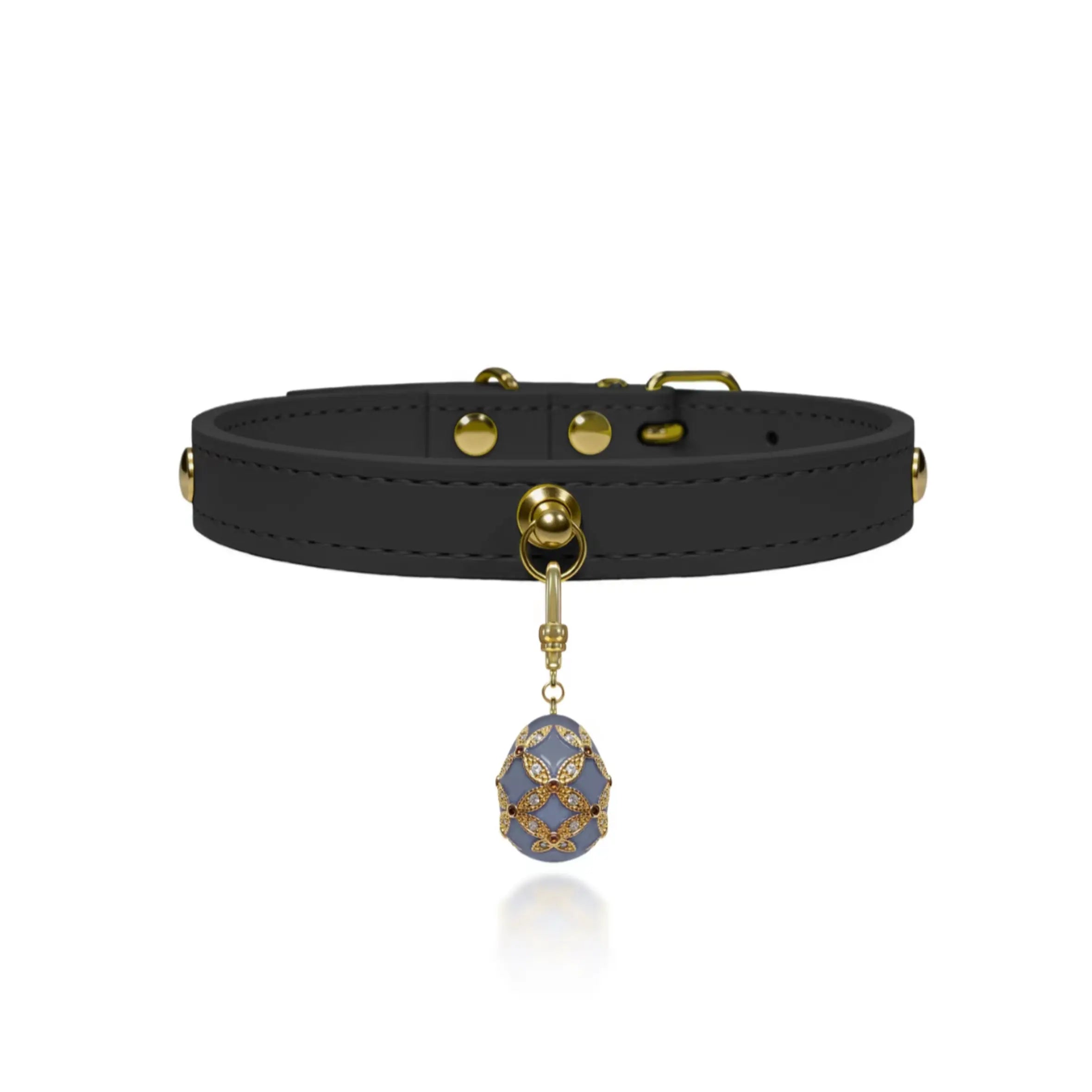 Obsidian Black Crystal Leather Collar