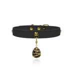Obsidian Black Crystal Leather Collar