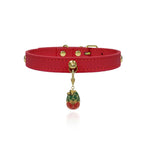 Burgundy Red Crystal Leather Collar
