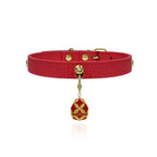 Burgundy Red Crystal Leather Collar