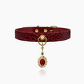 Vintage Wine Crocodile-Embossed Crystal Leather Collar