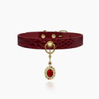 Vintage Wine Crocodile-Embossed Crystal Leather Collar