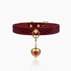 Vintage Wine Crocodile-Embossed Crystal Leather Collar