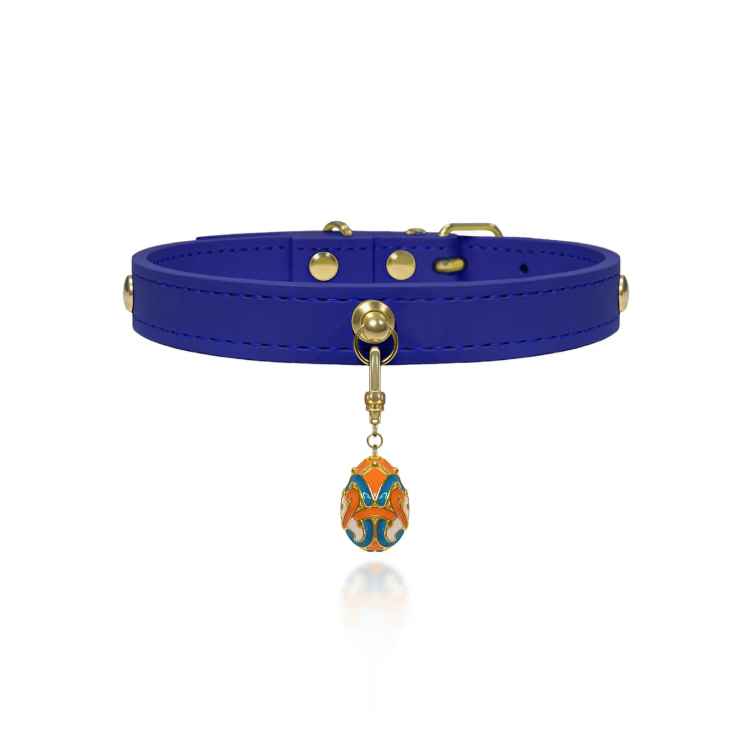 Klein Blue Crystal Leather Collar