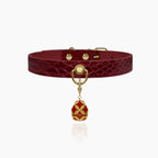 Vintage Wine Crocodile-Embossed Crystal Leather Collar