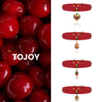 Burgundy Red Crystal Leather Collar