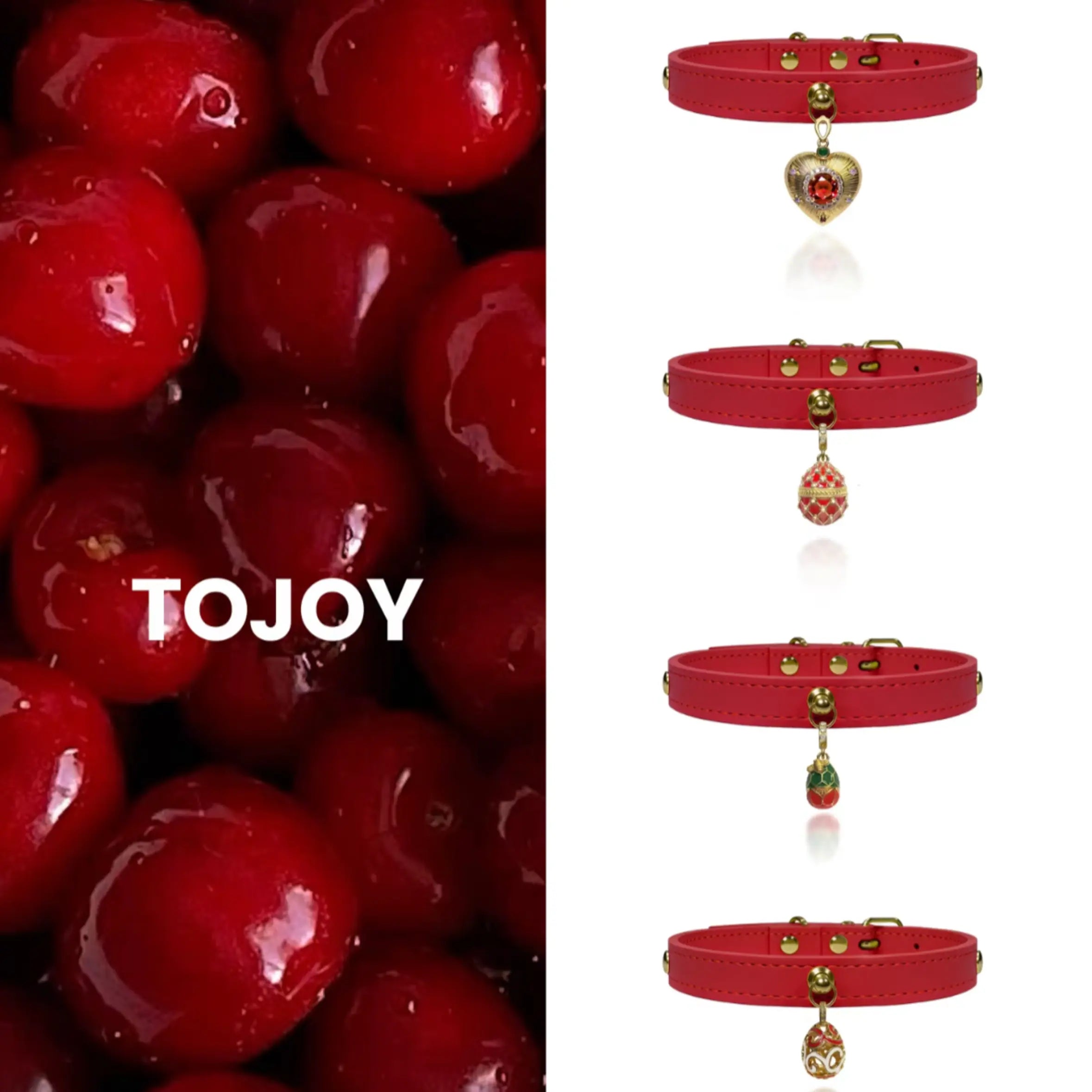 Burgundy Red Crystal Leather Collar