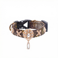 Golden Serpent Kiss Design Pet Collar