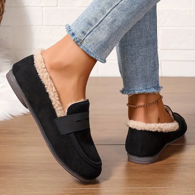 Fleece-Lined Suede Penny Loafer