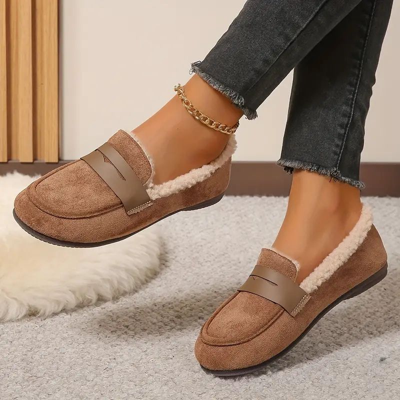 Fleece-Lined Suede Penny Loafer