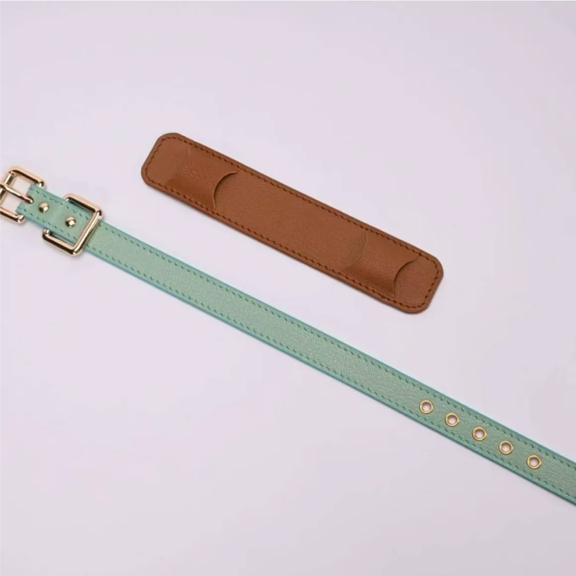 French Goatskin Mint Chocolate Pet Collar