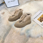 Faux Shearling Cuff Bow Platform Boot