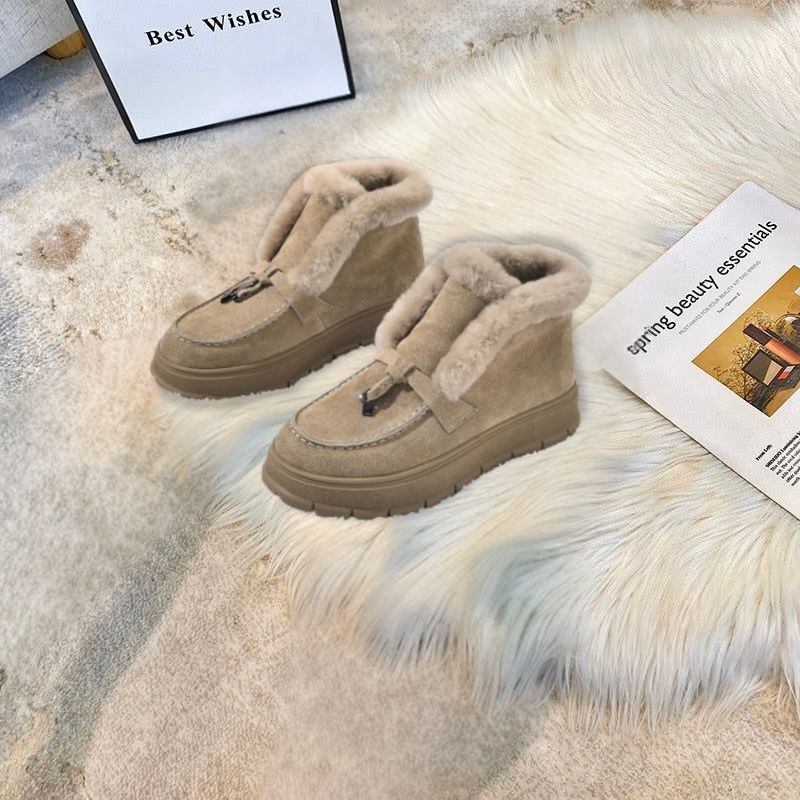 Faux Shearling Cuff Bow Platform Boot