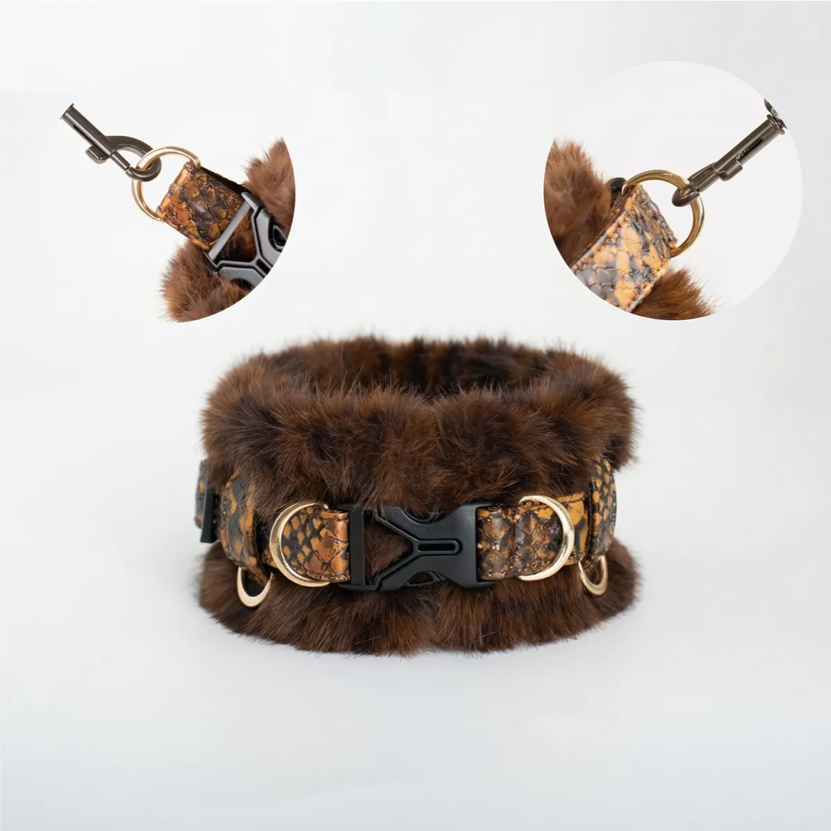 2-in-1 Detachable Plush Leather Pet Collar