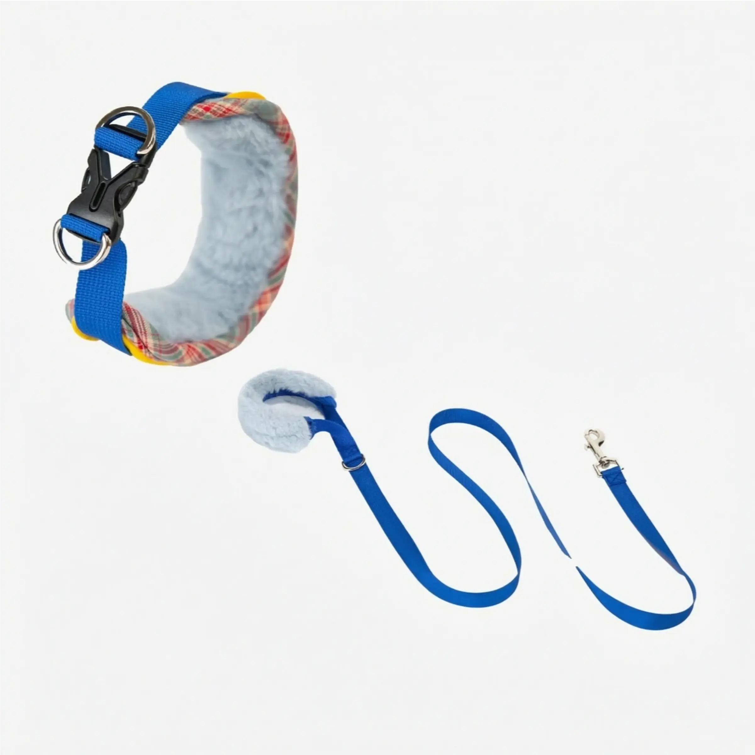 "Candy Pop" Denim & Plaid Pet Collar Set