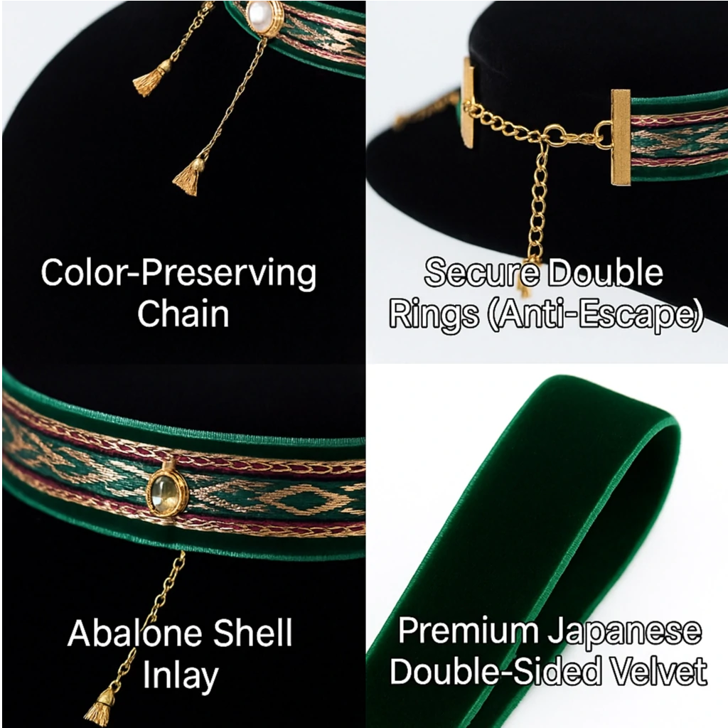 "Emerald Palace" Vintage Velvet Tassel Pet Collar