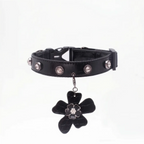 Croc-Embossed Flower Charm Pet Collar
