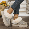 Glitter Faux Fur Trim Platform Slipper Boot
