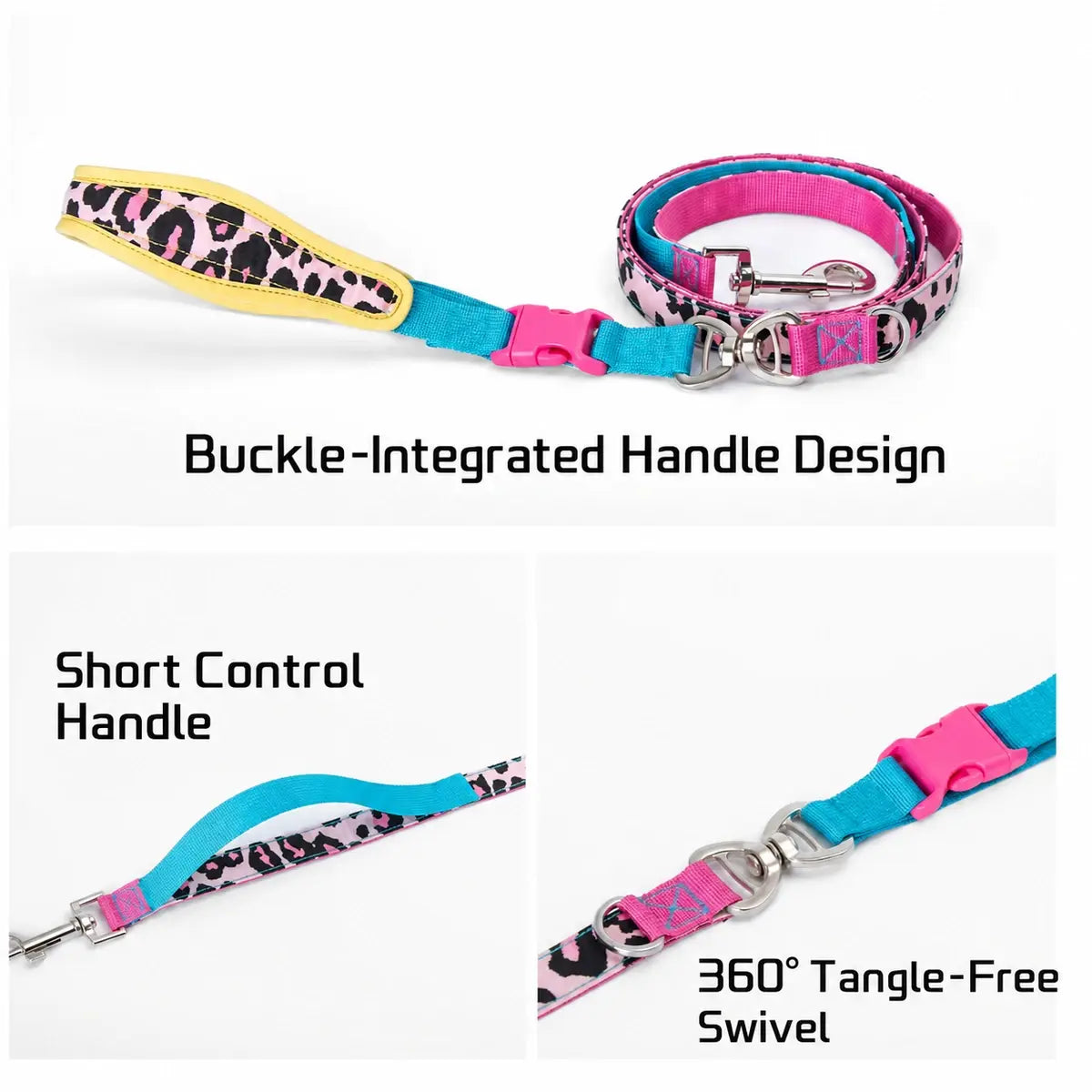 Neon Leopard Pet Collar & Leash Set