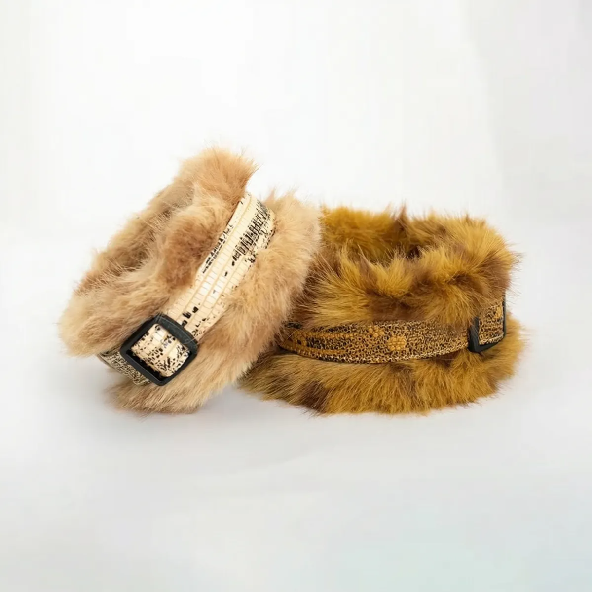 2-in-1 Leopard Series Plush Leather Pet Collar