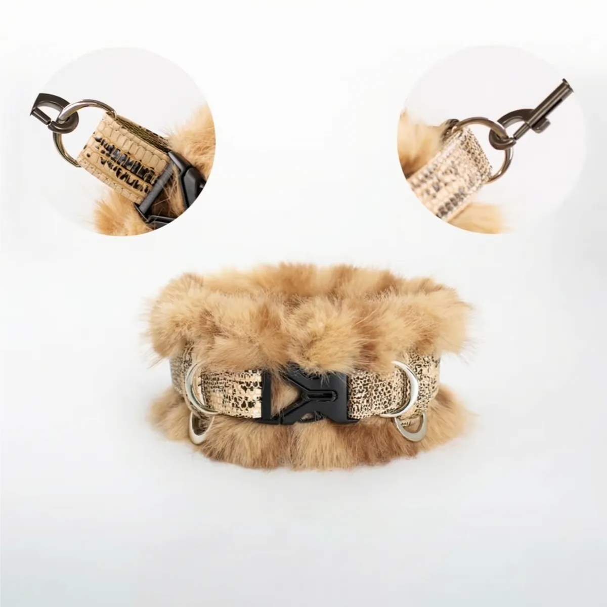 2-in-1 Leopard Series Plush Leather Pet Collar