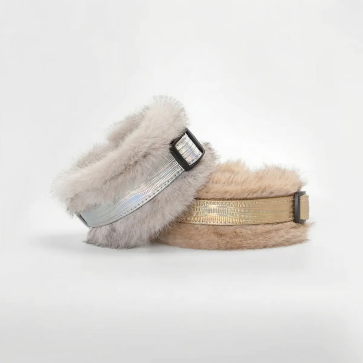 2-in-1 Detachable Shimmering Plush Leather Pet Collar