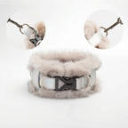 2-in-1 Detachable Shimmering Plush Leather Pet Collar