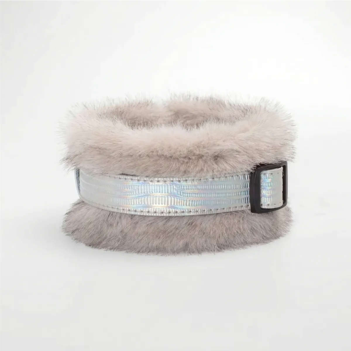 2-in-1 Detachable Shimmering Plush Leather Pet Collar