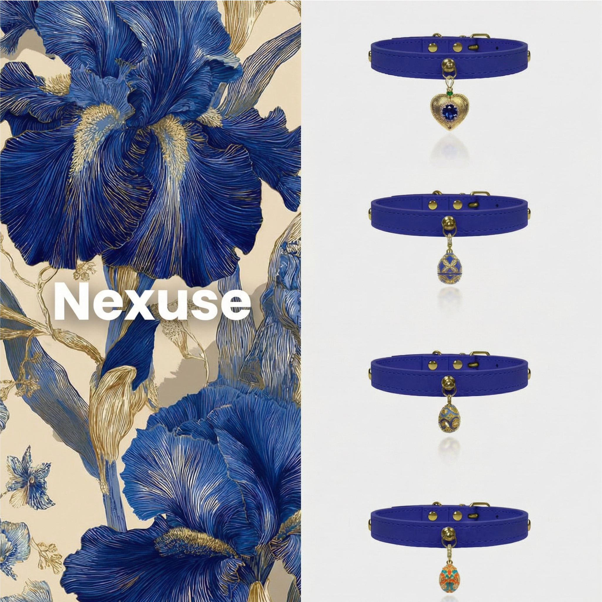 Klein Blue Crystal Leather Collar