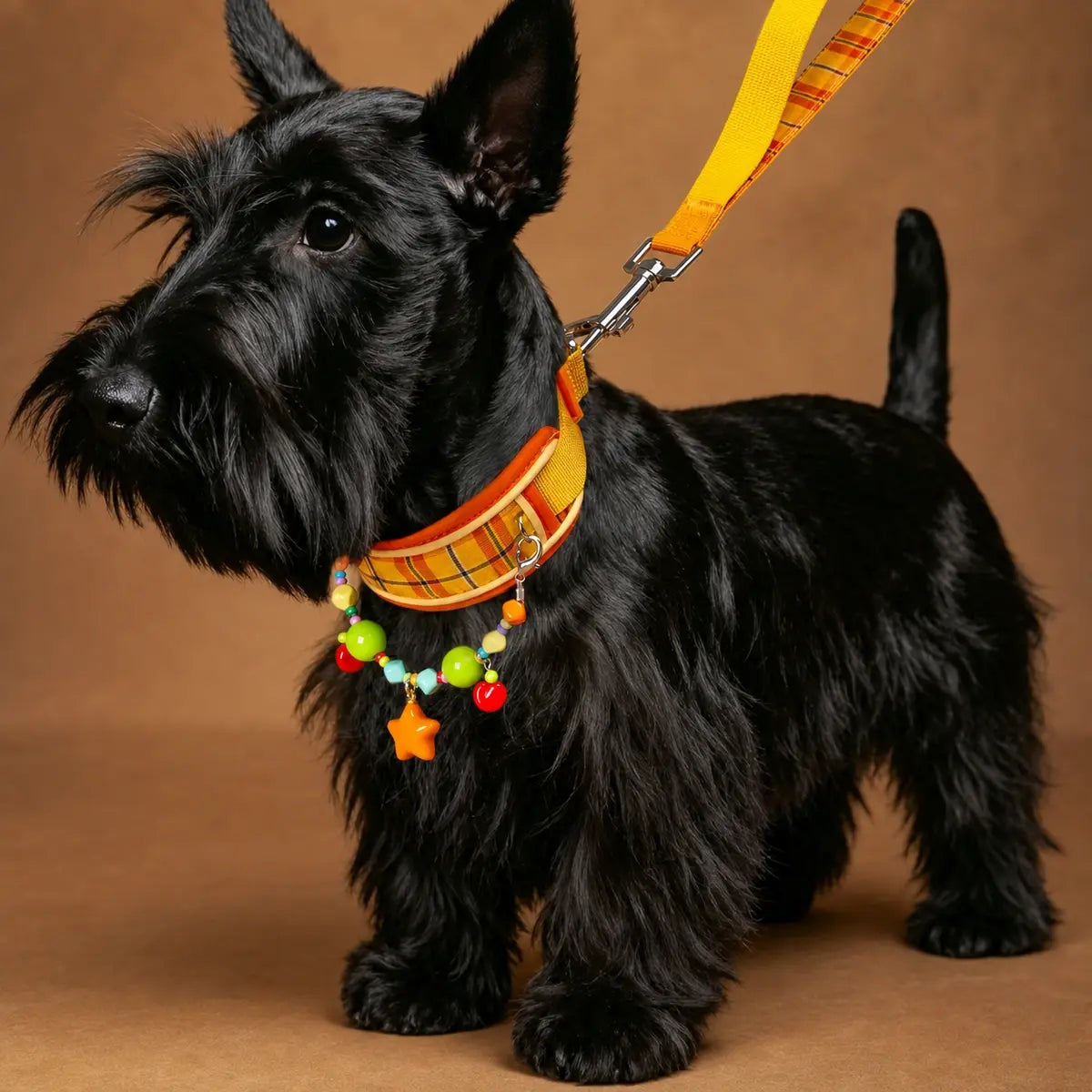 "Orange Soda" Plaid Pet Collar & Leash Set