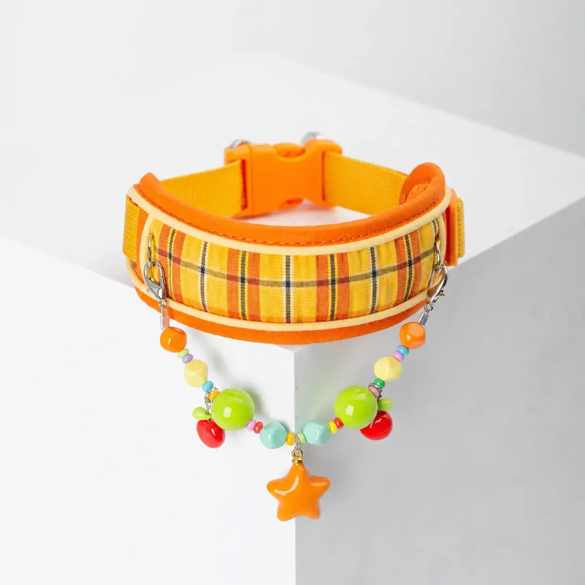 "Orange Soda" Plaid Pet Collar & Leash Set