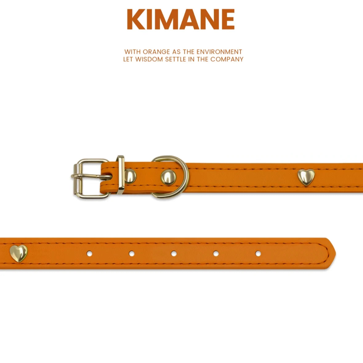 Kimane Sunset Orange Crystal Leather Collar