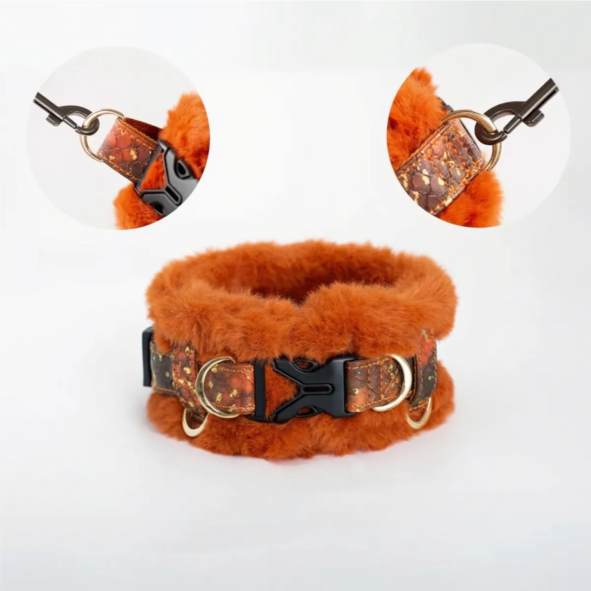 2-in-1 Rainforest Series Plush Leather Pet Collar