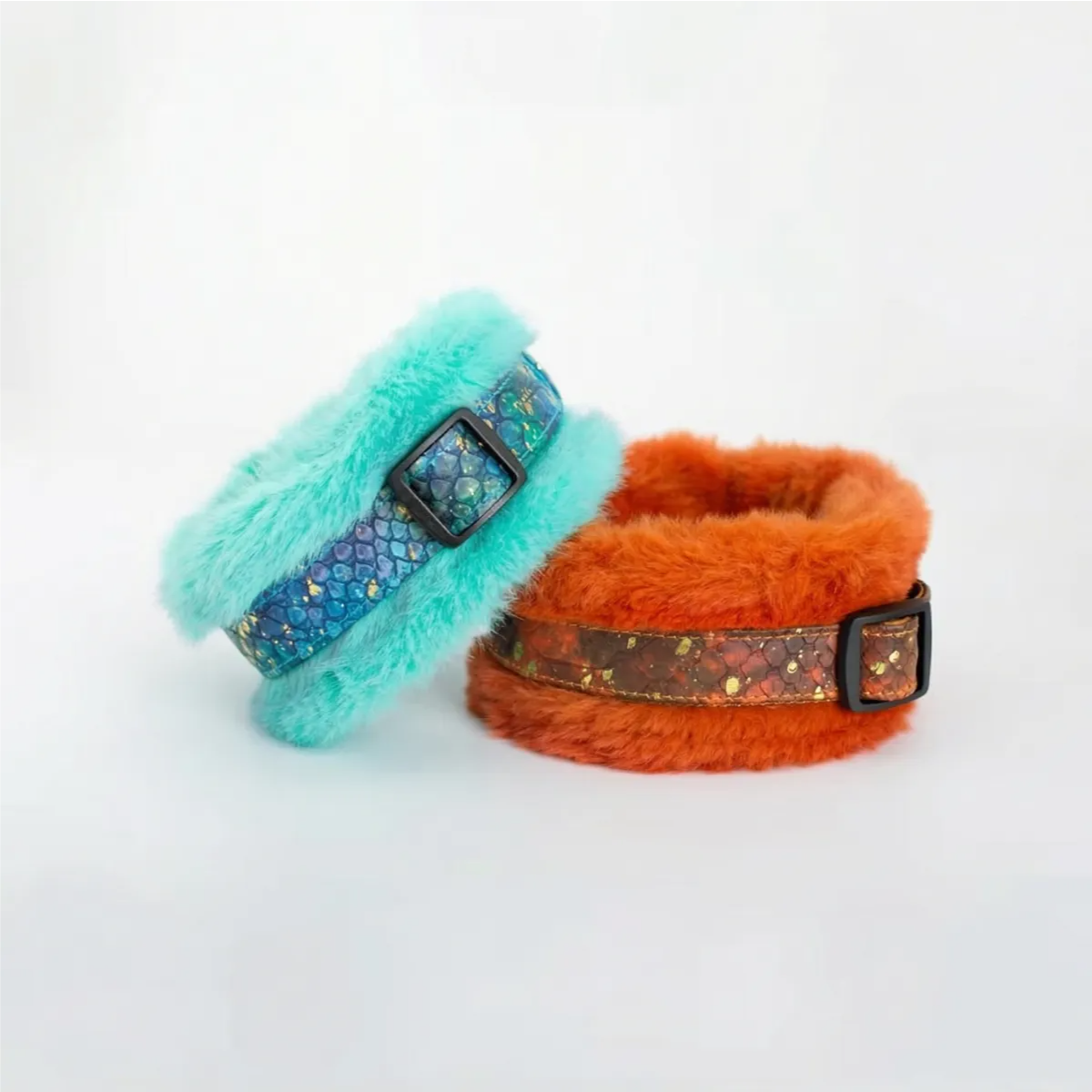 2-in-1 Rainforest Series Plush Leather Pet Collar