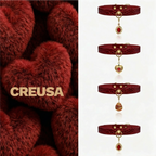 Vintage Wine Crocodile-Embossed Crystal Leather Collar